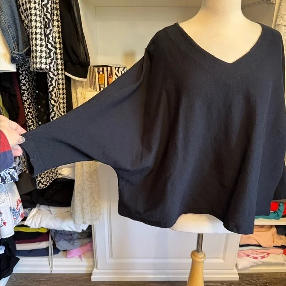 Black Oversized Boxy Tunic Blouse - Picture 4 of 5